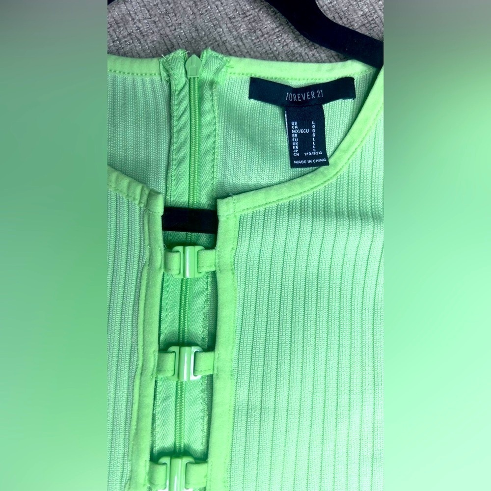 Forever 21 Lime Green Ribbed Hook-and-Eye Mini Dress - Picture 7 of 7